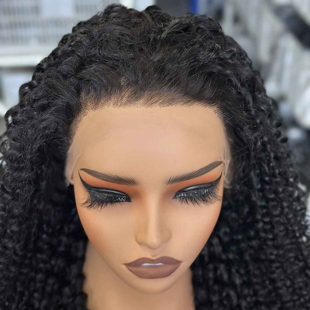 28inch Color #1 Black Color Kinky Curly 13x4 HD Lace Frontal Wig 180% Density